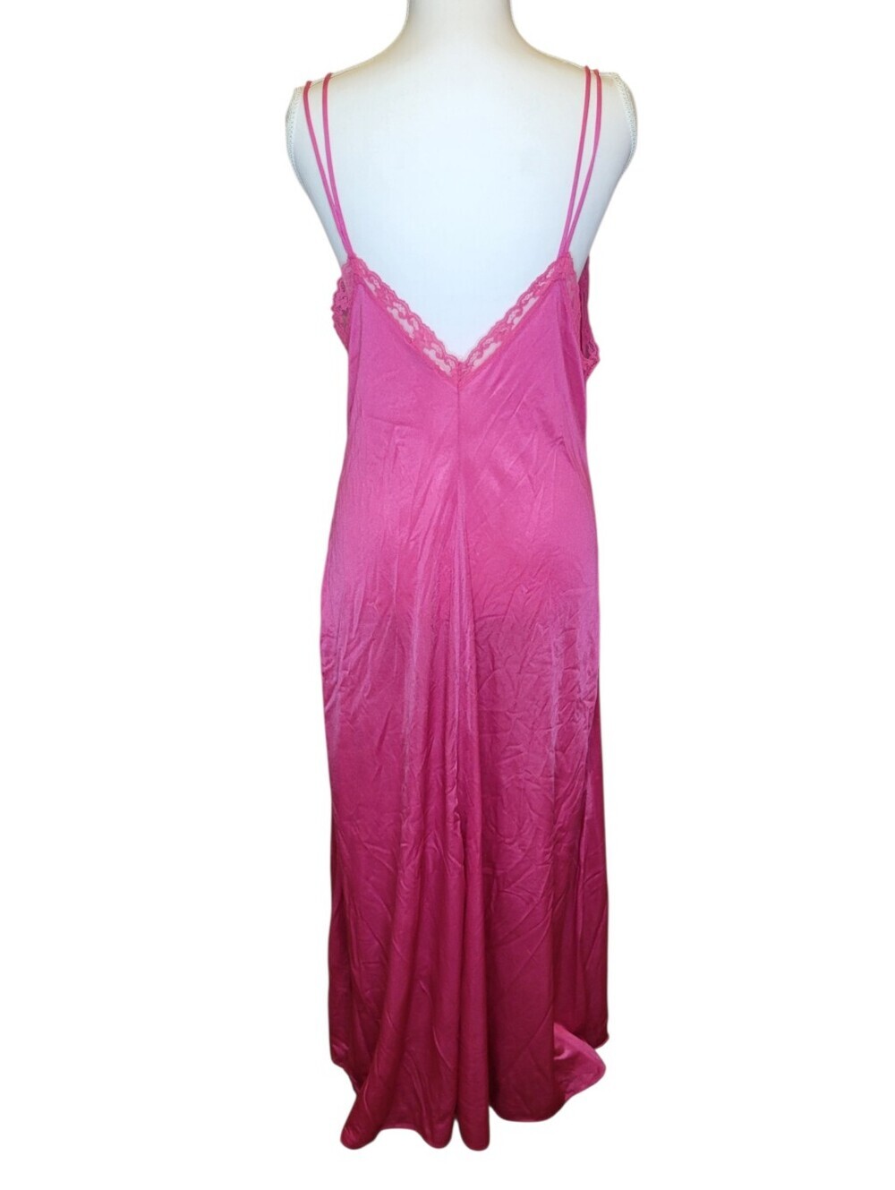 Vintage Sabrina Pink Sheer Lace Nylon Nightgown Maxi Slip Dress - Picture 5 of 9